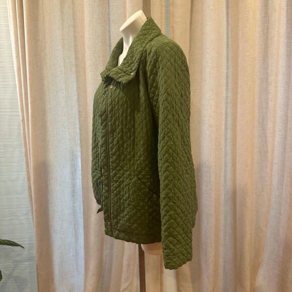Green Eileen Fisher Quilted Silk Jacket sz S Lightweight Jacket - Picture 9 of 11